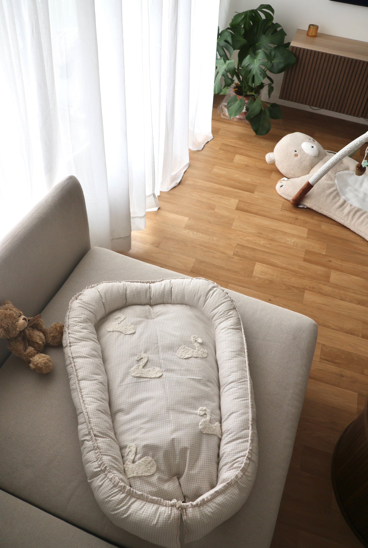 Cocon Vichy Beige Cygne - Précommande