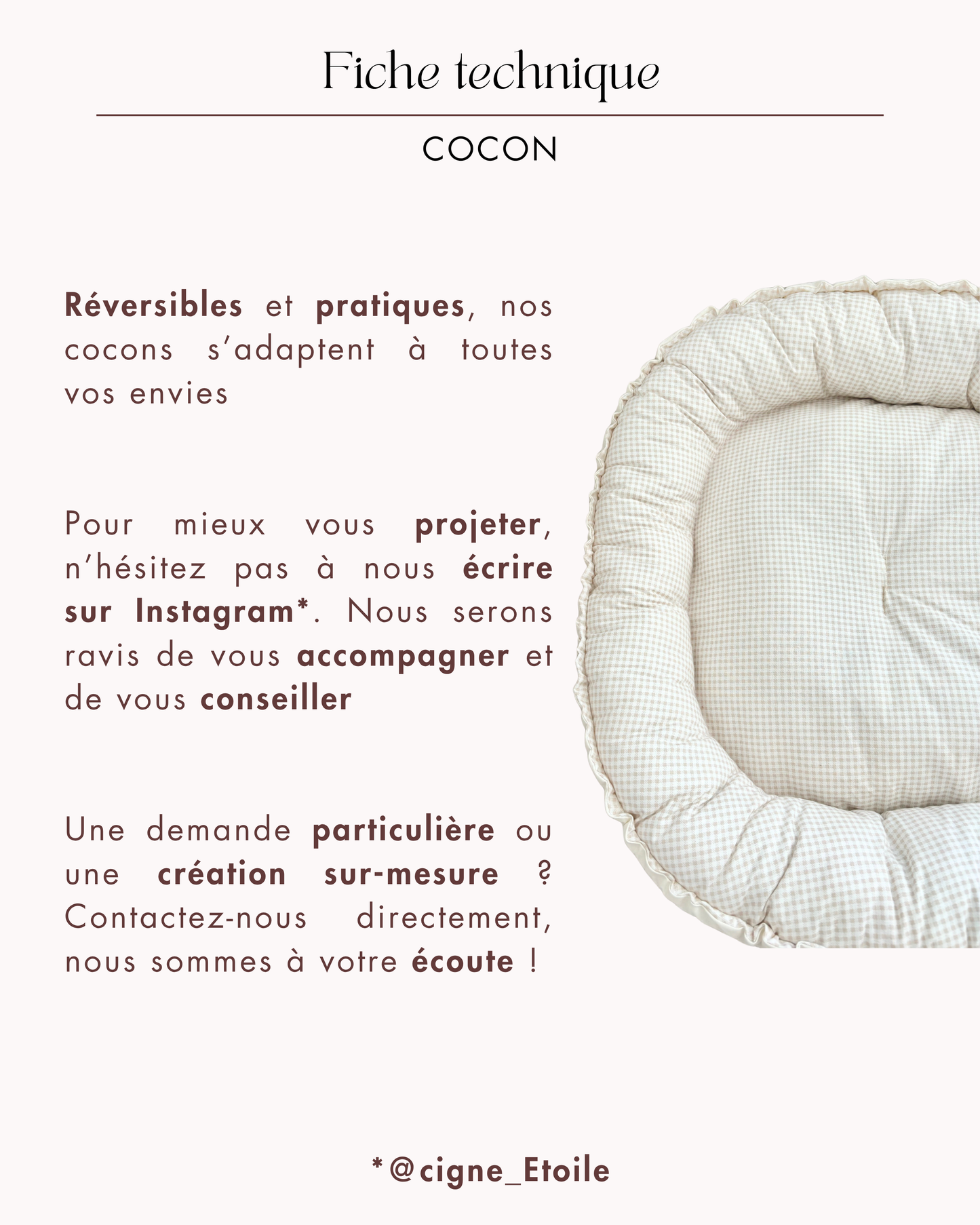 Cocon Vichy Beige Cygne - Précommande
