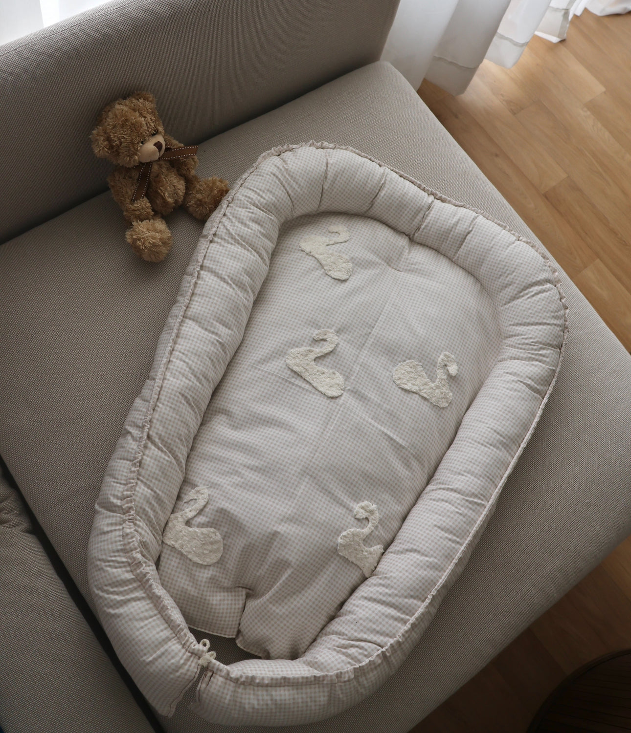 Cocon Vichy Beige Cygne - Précommande