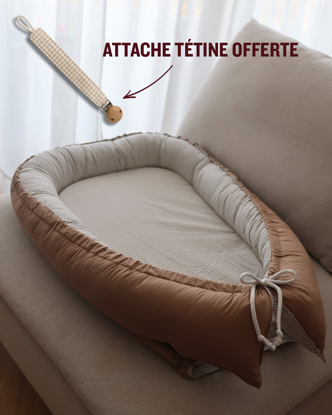 Cocon XL - Vichy Marron/Marron & Cadeau